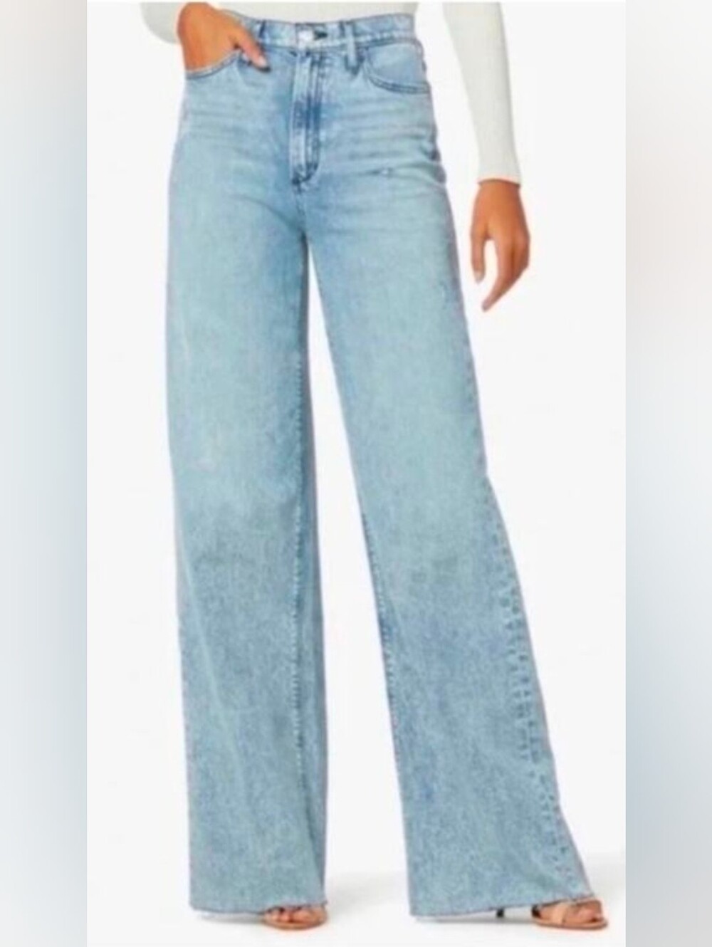 Joe's Jeans The Mia High Rise Wide Leg Ankle Jeans Light Wash Raw Hem Denim 26
